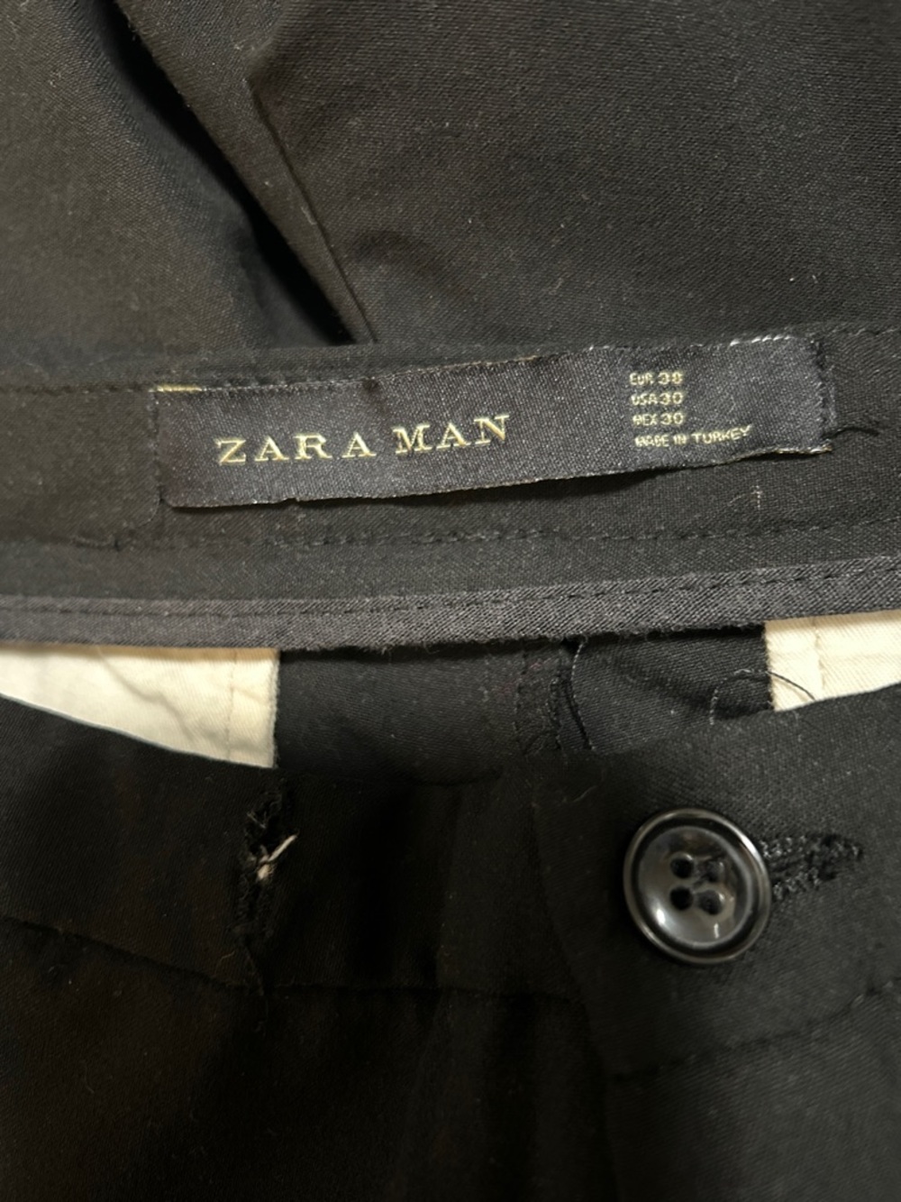 Zara Man Black Tailored Dress Trousers